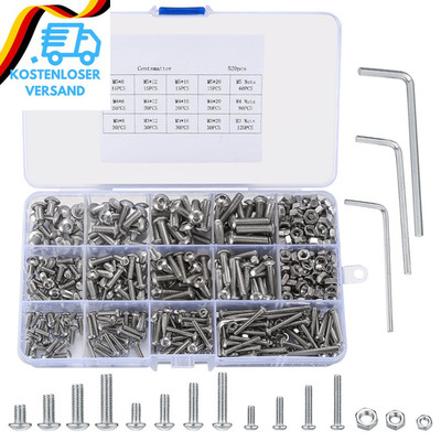 520 Stk Schrauben Und Muttern Set, M3 M4 M5 Edelstah Innensechskant Halbrundkopf