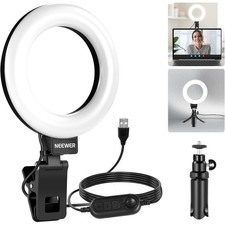 5" Ring Light for Video Conference Lighting, Clip on Light Kit with Desk Tripod