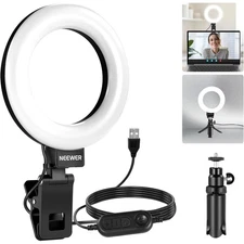 5" Ring Light for Video Conference Lighting, Clip on Light Kit with Desk Tripod