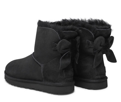 UGG Damen Stiefel Mini Bailey Fluff Bow Black Boots Stiefeletten 1123635 EU 41