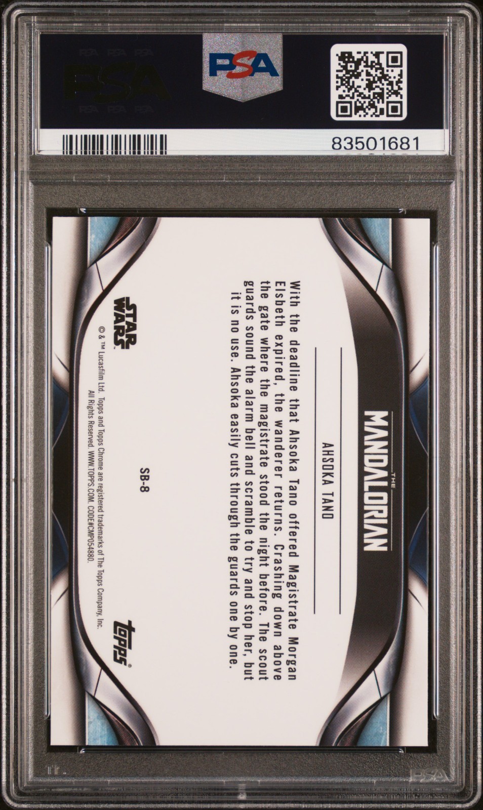 2022 Topps Chrome Star Wars SP Short Print Ahsoka Tano Mandalorian SB-8 PSA MINT view 3