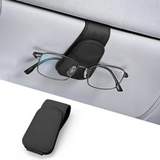 JOYIT Brillenhalter für Auto Sonnenblende, Echt Leder Sonnenbrillenhalter Auto