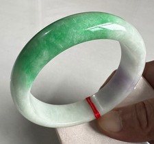 Natural Grade A Ice Lilac Lavender Green Burma Jade jadeite bracelet bangle 59mm