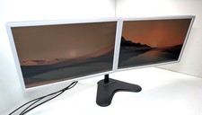 Dual White Dell Monitor 2x24" 1920x1200 WUXGA U2412MWh U2412Mc DVI VGA DP +Stand