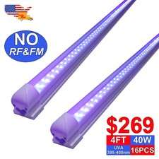 16 Pack UV Black Light Bar 48 inch 40W LED Tube T8 Linkable Party D cor Lighting