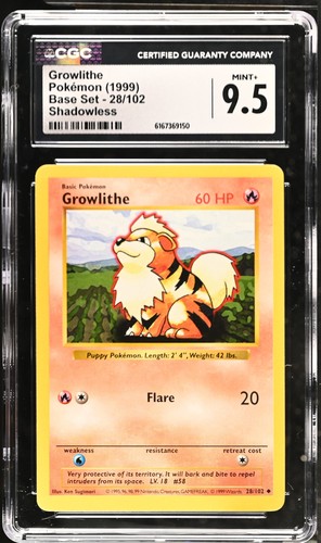 Growlithe (Shadowless) graded CGC 9.5 for sale on eBay