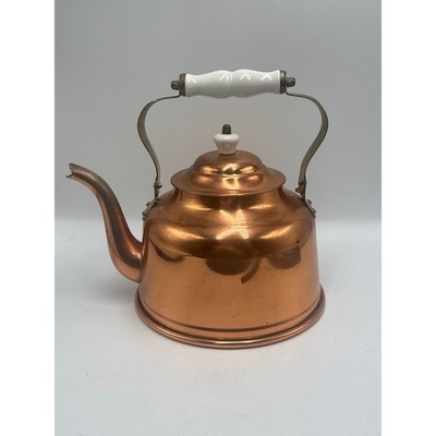 Metalutil Portugal Hand Crafted Copper Tea Kettle Brass Handle Ceramic Grip
