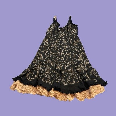 Carmen Marc Valvo Floral Cocktail Dress Women's Sz 8 Black Lace 100% Silk