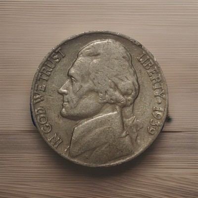 1939 Jefferson Nickel DDR - Doubled Monticello Error, Double Die