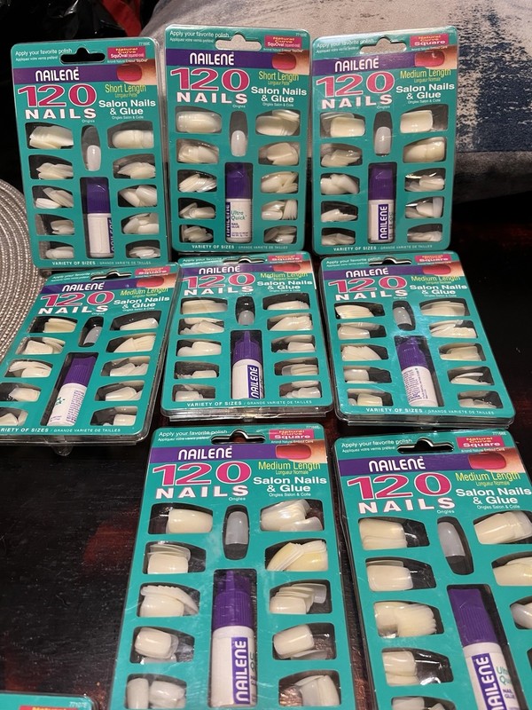 Nailene  Nails & Tips New,glue may be dried Box full of tips & accessories vinta