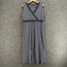 Unbranded Dress Women M Blue Geometric Sheath Maxi V-Neck Sleeveless