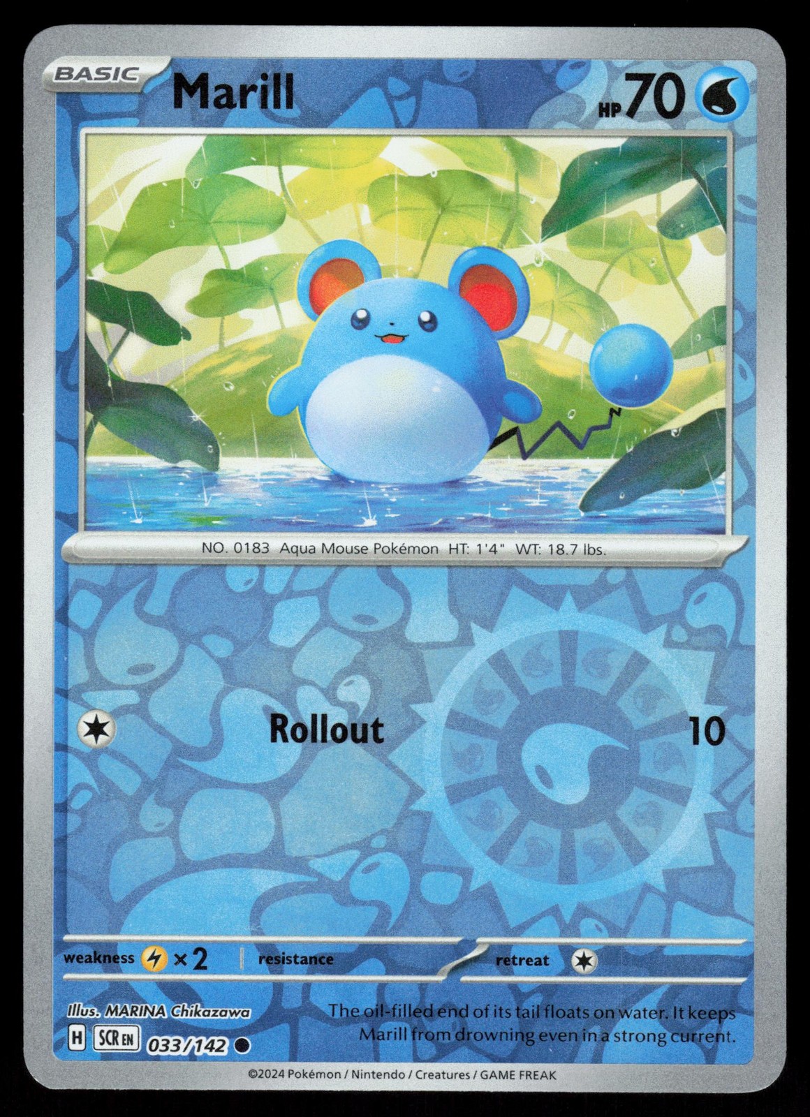 Marill 033/142 Reverse Holo Pokemon Stellar Crown LP
