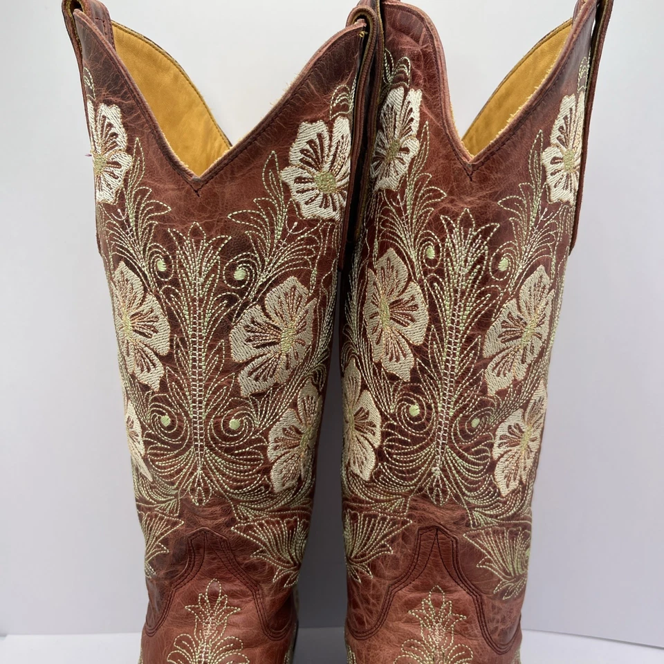 Old Gringo Leather Embroidered Western Cowgirl Boots UK 5 US 8 floral pink - Image 3 of 4