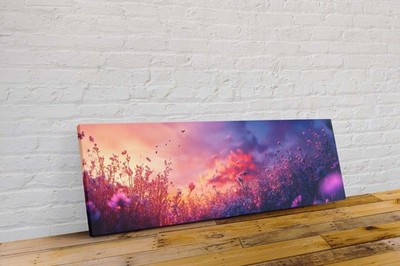 Panorama Lebendig Floral Blumen Leinwand Wandbild Bild Gemälde Druck Neu