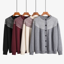 Vintage Sweater Women's Knitted Cardigan Jacket Loose Round Neck Coat Top Spring