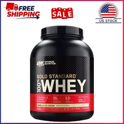 HOT SALE!! Optimum Nutrition 100% Whey Gold Standard - 5lbs, Vanilla Ice Cream