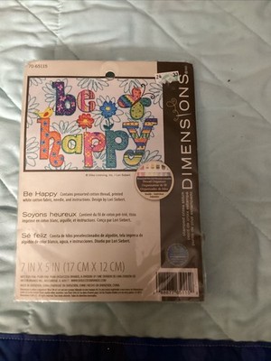 Dimensions Dim65115 Cross Stitch Kit 7x5 Be Happy. Brand New Sealed NIP