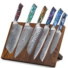 7x TURWHO Kochmesser Japan VG10 Damaszener Stahl Küchenmesserblock mit Harzgriff