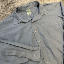 VTG Brooks Brothers Makers Shirt Mens 16.5 Blue Striped Sport Button Up Ivy USA