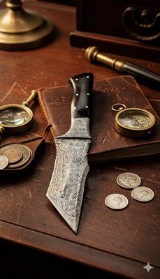 Rare Knife Damascus Fix Blade Unique Design Hunting Tom Brown Addition Full Tang