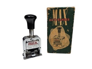 Vintage MAX Auto Numbering Hand Stamp 6-Digit With Box