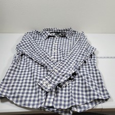 Orvis Men's Flannel Shirt Classic Fit Size XL Blue White Plaid