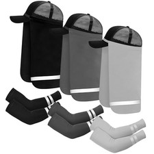 6 Pcs UV Sun Protection Neck Drape for Fishing Hat Black, Light Gray, Dark Gray