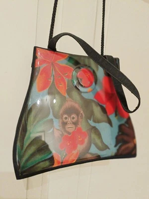 Angela Frascone Vintage Resin Monkey Handbag Pop Art Tropical Tiki Purse - Image 1 of 4