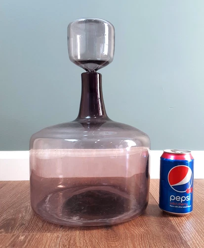 BLENKO Art Glass SIGNED Mulberry # 5816 L  15" Decanter Bottle WAYNE HUSTED MCM