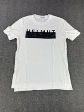 Helmut Lang T Shirt Mens Large White Censor Logo Stretch Crew Made in USA