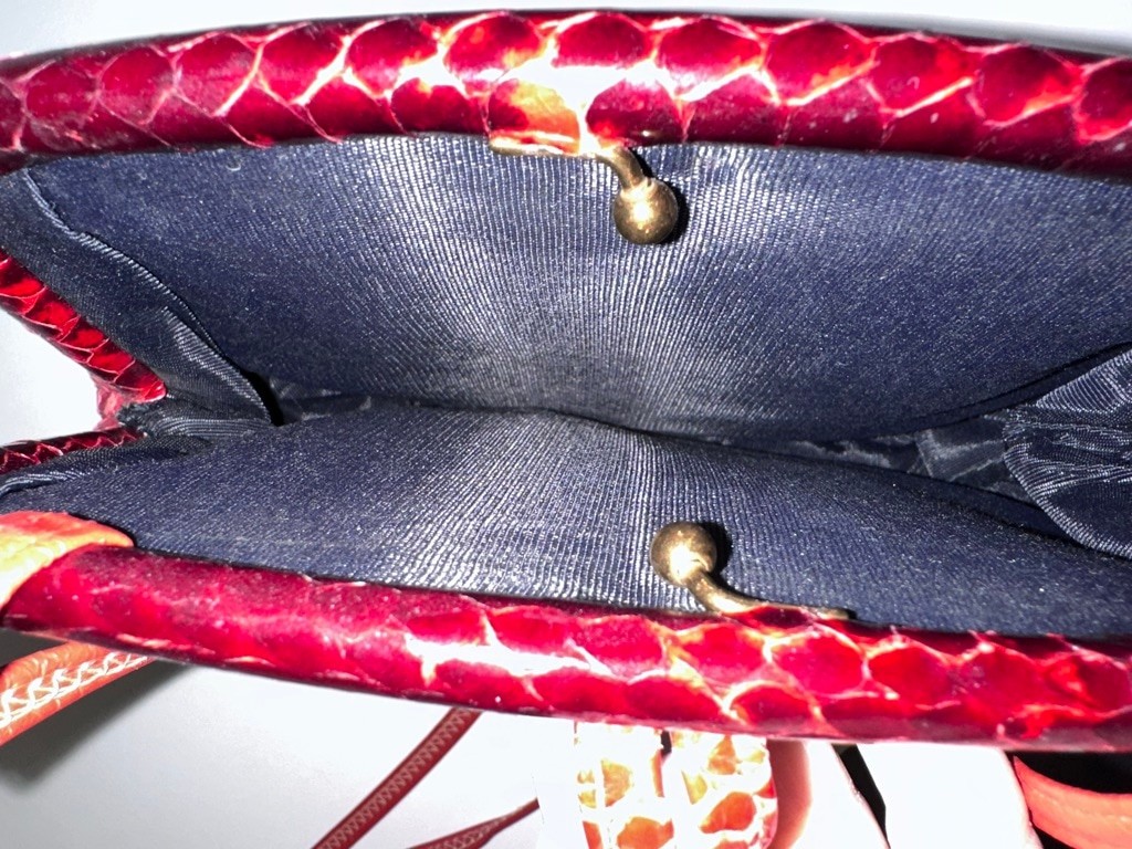 Women's Vintage Red Python Snakeskin Crossbody Ba… - image 4