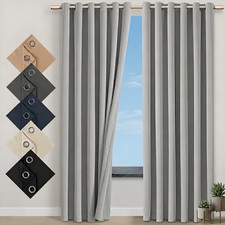 Thick Thermal Blackout Curtains Eyelet Ring Top Ready Made Pair Curtain Panel