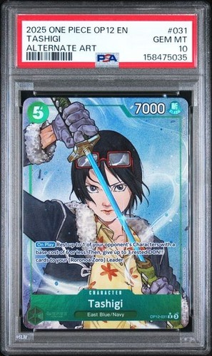 Tashigi OP12-031 Alternate Art · OP12 PSA 10, eBay listing photo