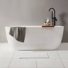 15.4"x23.6" Diatomaceous Stone Hard Bath Mat Warm White
