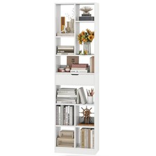 71" Tall Bookcase with Drawer Modern Bookshelf with 10 Open Cubes Display Rack