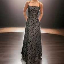 90'S WHIMSYGOTH GRUNGE FAIRYCORE JR's SZ 7-8 FORMAL GOWN HALTER SHEER BLACK