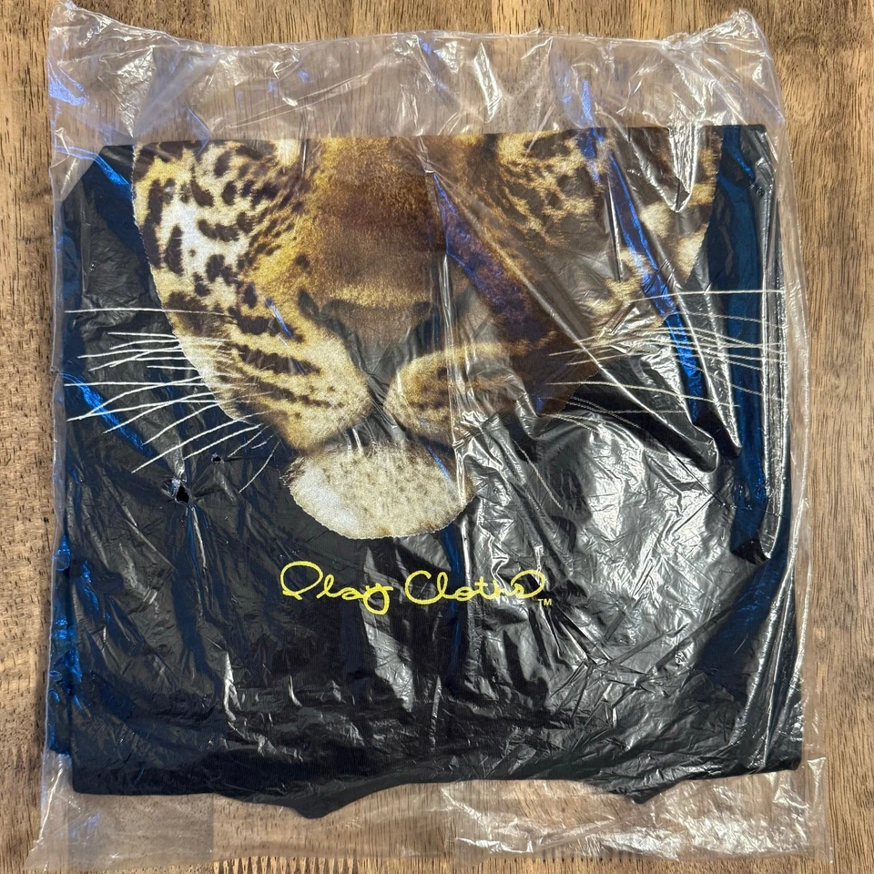 Play Cloths Leopard Cheetah Tee Shirt 100% Cotton Caviar Black Unisex Large - Image 4 of 4