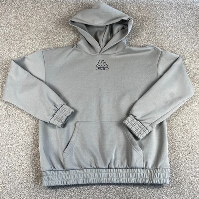 Kappa X Primark Hoodie Herren M mittelgrau Taschen Rückenprint Pullover Sweater