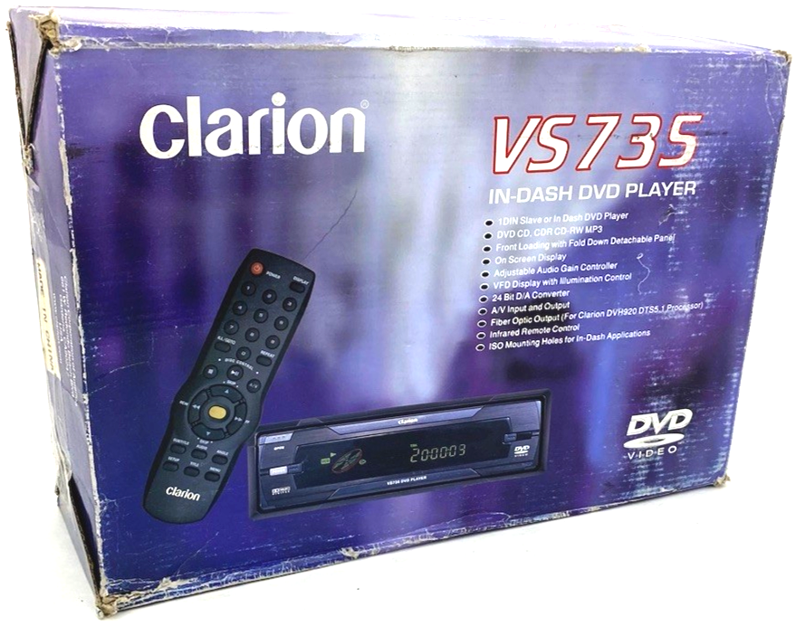 CLARION VS735 IN DASH SINGLE DIN CD DVD MP3 PLAYER OLD SCHOOL CAR