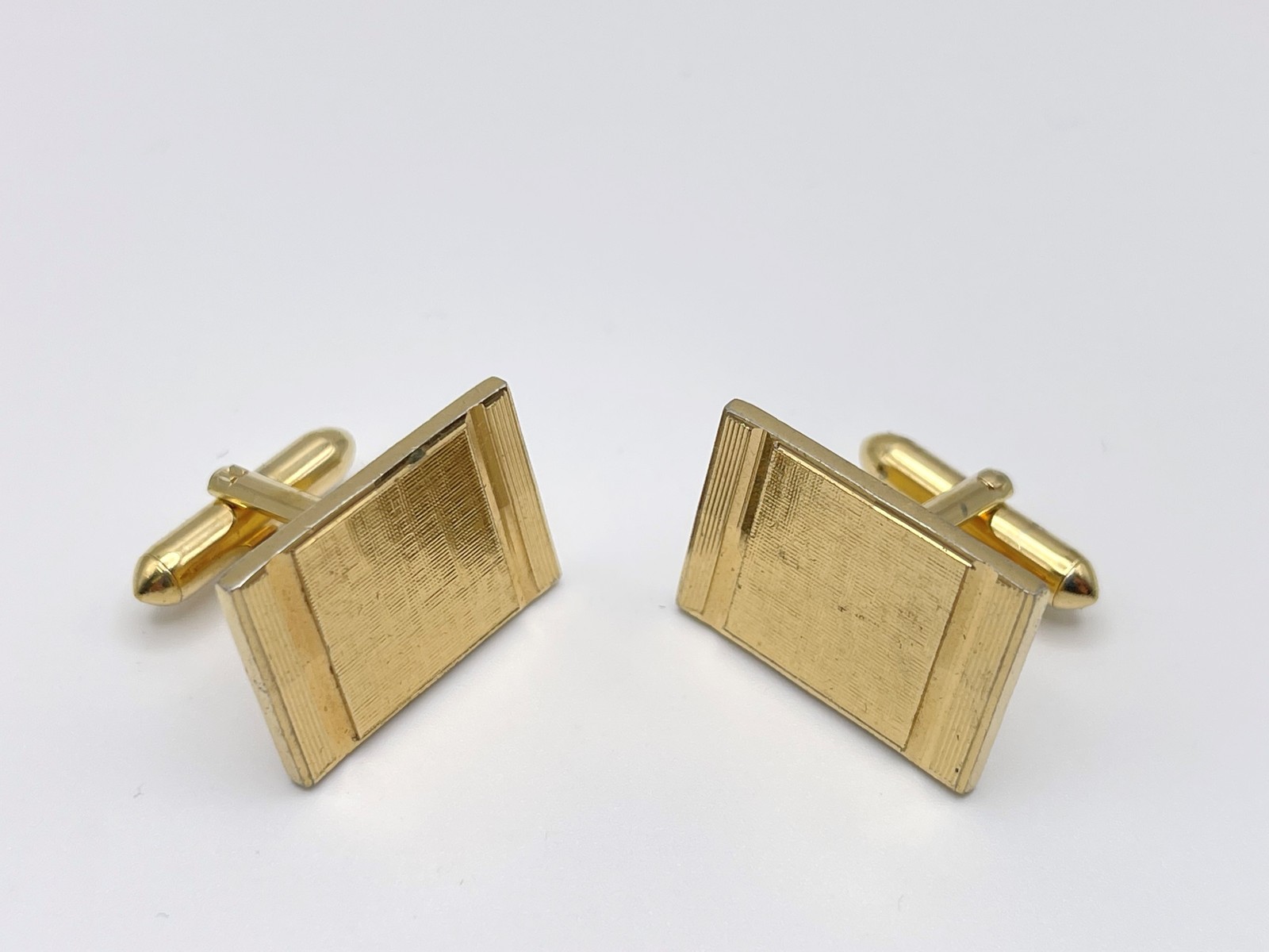 Vintage Gold Tone Rectangular Squared Cufflinks T… - image 2