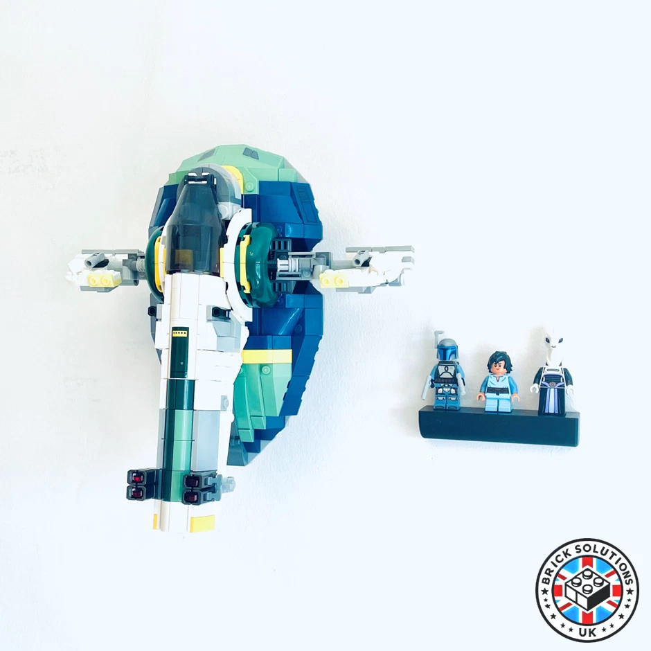 BRICK SOLUTIONS UK Wall Mount and Minifigure Holder for LEGO Star Wars (75433) Jango Fetts Starship