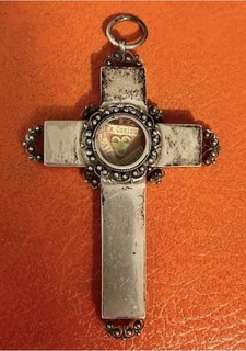 Vintage Reliquary Relic in Large Cross 800 Silver St. Albert Magnus
