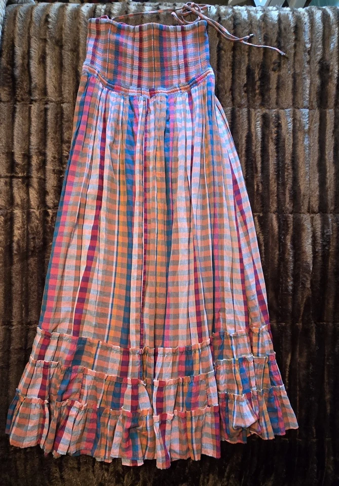 Free People Extratropical Plaid Maxi Dress Boho Festival L - Image 4 of 4