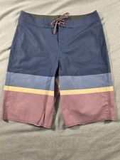 NUEVO SIN ETIQUETAS *LEER* Patagonia Hydropeak Boardshorts Topa Rayas Noche Malva Para Hombres 32