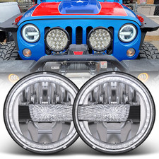 2pcs 7" inch LED Headlight DRL Angel Eye For Jeep Wrangler JK LJ CJ TJ 1997-2017