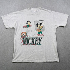 Vintage 90s Mickey Mouse T Shirt Las Vegas Cartoon Size XL Made In USA Thrashed