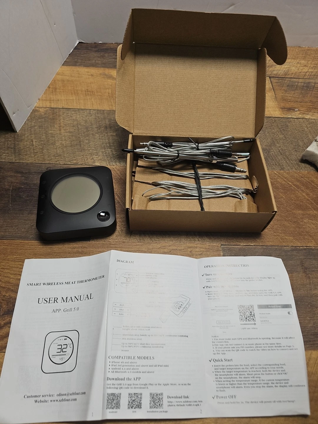 Wireless Digital Meat Thermometer BBQ Grill Kitchen Oven 6 Probes BFOUR