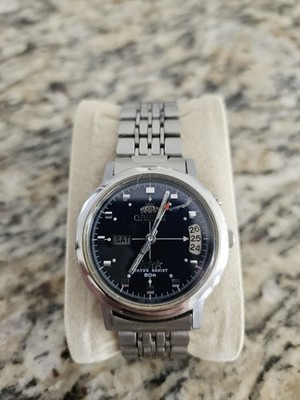Orient 3 stars Automatic Day-Date Blue Dial Stainless Steel Watch