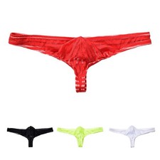 Men Breathable See Through Stripes Underpants Thong G String Underwear
