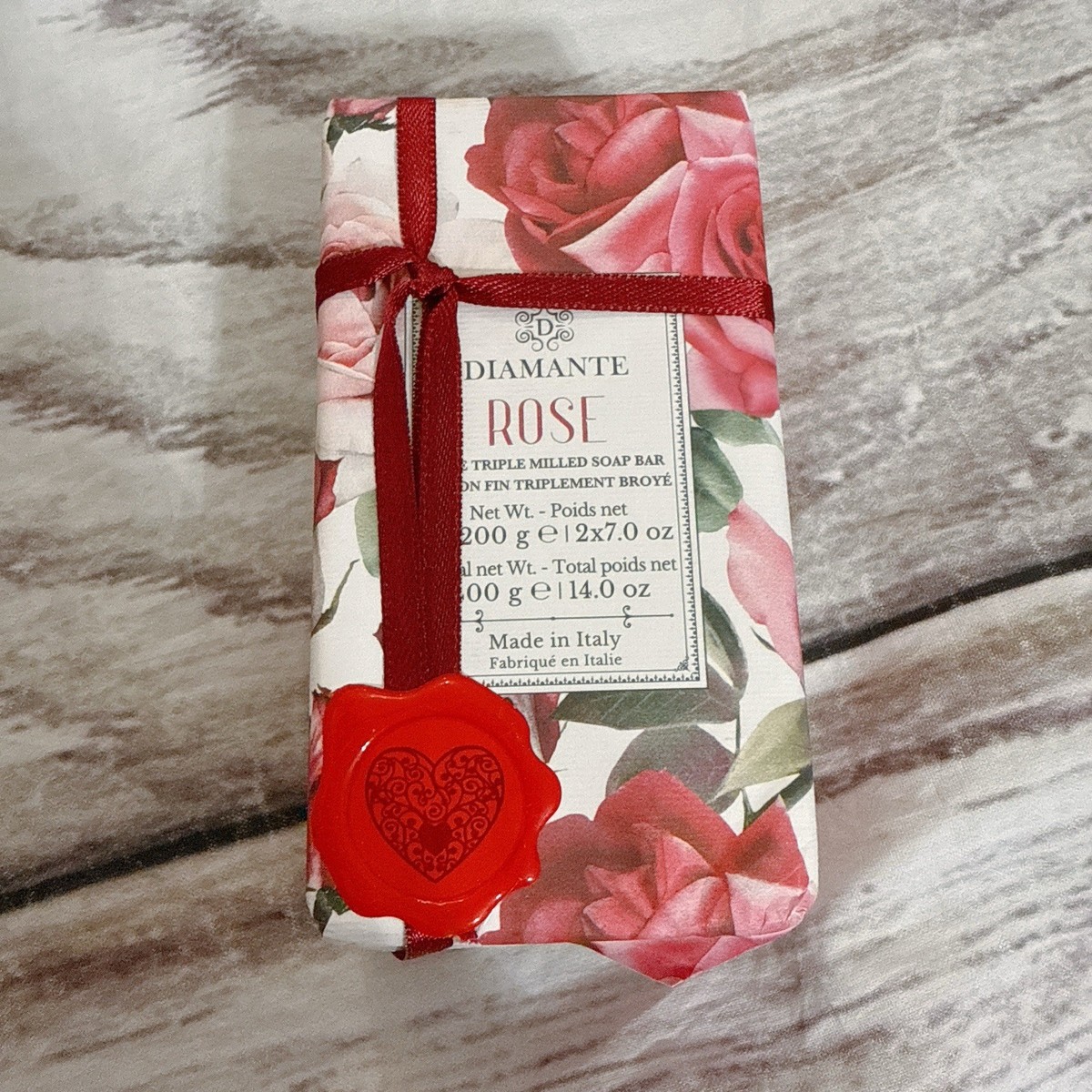 Zeni DIAMANTE ROSE Fine Triple Milled ITALIAN Soap Bar 2 x 7oz